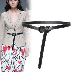 Belts Design Real Leather Waistbands Thin Soft Genuine Waist Belt Female Narrow Cowskin Knot Strap For Women Dress