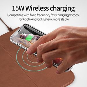 パッド15Wワイヤレス充電器マウスパッド携帯電話折りたたみUSB Typec Ports高速充電マットiPhone 13 12 Mini Pro Max