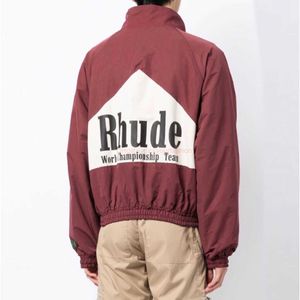 Men's Jackets Designer Clothing Brand Trendy Rhude Patchwork Color Contrast Personalized Zipper Printed Jacket Thin Sports Windbreaker Outerwear Sp warmth