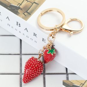 Keychains colhedores 1pc Stberry Metal Key Chain Moda Ringue Ring Ring Handbag Pingente Gifts portátil Mtifuncti DHW2L portátil