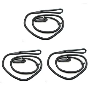 Colarinhos de cachorro 3pcs 1,0 x 140cm de nylon de pet -loop ajustável Treinamento de chumbo colarinho corda de tração (preto)