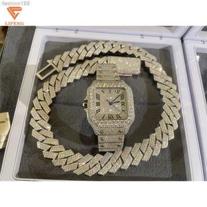 Fashion Jewelry Pass Diamond Tester D Vvs Moissanite Watches Iced Out Watch and Necklace Bracelet Set