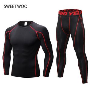 Gym Clothing Men's Tight-Fitting Fitness Sports Training Suit Running Breathable Stretch Quick-Drying Long-Sleeved Top Trousers