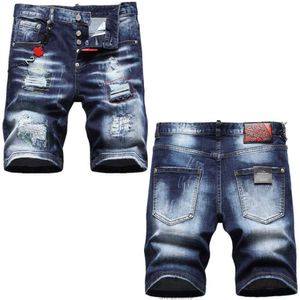 Chaopai dsq2 kvartal shorts färgglad broderad tråd trasig hål lapp hängande rep dekoration denim byxor för menhwiy