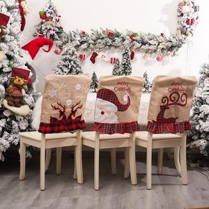 Chair Covers Elk Old Man Pattern Nonwoven Christmas Decor Dinner Xmas Back Home Party DecorationChair