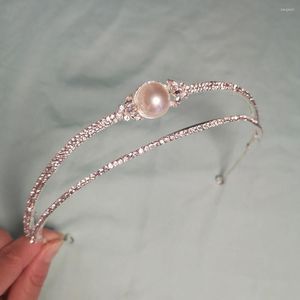 Cabelo Cabelo Coroa de noiva francesa Retro Retro Double Bandy Fairy Pearl Hairband Ornament Sweet