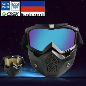 Okulowe okulary motocyklowe okulary Maski wiatrowoodporne motocross moto gogle odłączane rower narciarski ochrona UV dla mężczyzn otwarta maska ​​kasku gogle 230526