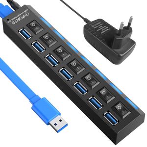 Hubs USB 3.0 HUB USB Splitter Multi Usb 3 0 Hub Several Ports with Switch Power Supply Adapter Multiple Usb 2.0 Extender Hab for Pc