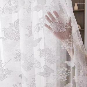 Curtain Embroidered White Tulle Sheer Screen Curtains For Living Room Bedroom Door Luxury Balcony Windows Lace Butterfly