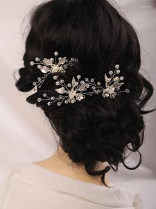 Headpieces Pearl Rhinestone Flower Bridal Hair Pins Crystal Headwear Wedding Accessories Fashion Bride Jewelry Tiaras