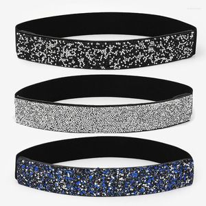 Cinture Bling strass intarsiato diamante elastico in vita moda femminile abito versatile cristallo accessori di abbigliamento a vita larga