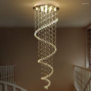 Chandeliers Modern LED K9 Crystal Chandelier Villa Luxury Long Staircase Lamp Living Room Lights