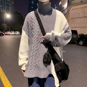 Maglioni maschili maschile cucciolo jumper inverno inverno maglione a maglia calda cavo causale a sfioro a sfioro a colori per pullover blocco coreano streetwear vesti