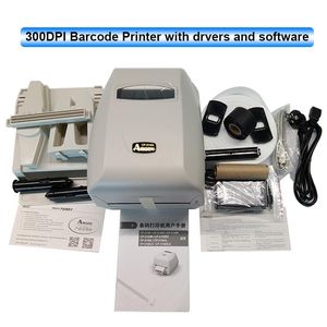 Drucker HSPOS 300DPI Barcode Aufkleber Satin -Etiketten Drucker für Wash Care -Etikettdruckmaschine mit Cutter