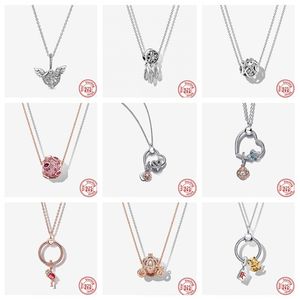 925 Sterling Silver Necklace Carrier -loaded Heart Wings Pendant Necklace Ladies Diy Pandora Jewelry Classic Cable Chain Necklace Gratis leveransfri frakt