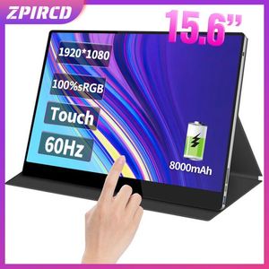 Monitory 15,6 cala 8000 mAh Portable Monitor ekran dotykowy IPS 1080p 100%SRGB Szklane wyświetlacz do PC laptop Xbox PS4/5 Przełącznik