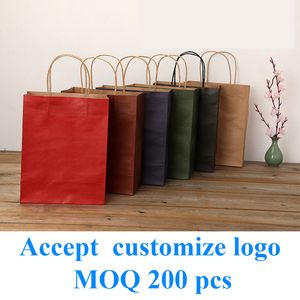20 pcs New arrival High Quality Wholesale Free shipping fashion kraft paper shopping bag, gift handle paper bag accept customize your own logo