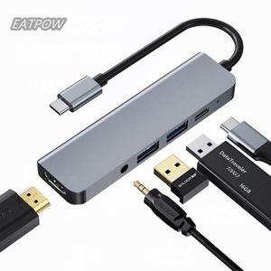 Hubs EatPow TypeC para HD Mi+1*USB3.0+1*USB2.0+PD+1*3,5 mm Multifuncional de áudio USB Tipo C Hub USB 3.0 para MacBook Pro