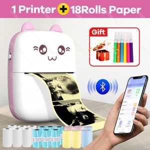 Printers Thermal Printer 203DPI Portable Bluetooth 4.0 Thermal Photo Printer Wireless Inkless Mini Pocket Label Notes Printer With Papers