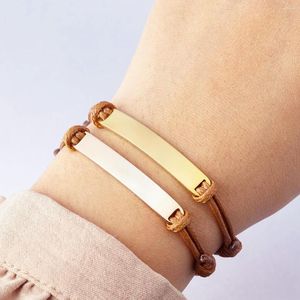 Bracelets de link Pulseira minimalista de aço inoxidável Bracelete clássico clássico Ajuste Múltipla cor de corda Baga