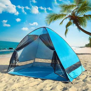 テントとシェルターがクイックオープンビーチテント1-2Persons Anti-Mosquito UV Protection Automatical Outdoor Campingポータブルサンシェードメッシュカーテン230526