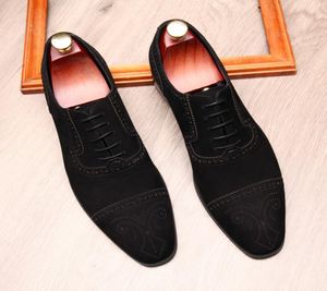 Suede Mens Brown Calf Leather Dress Shoes Italian Business Office Shoes Elegant Black Gentleman Formal Tuxeod Shoes Social Suit1741143