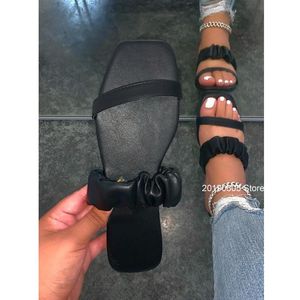 Hausschuhe Sommer Damen Sandalen Offene Spitze Flache Outdoor-Schuhe Übergröße 43 Damenmode Einfarbig