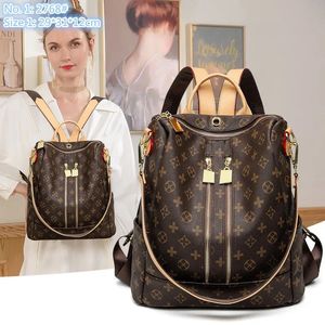 2023 Wholesale factory ladies shoulder bag simple Joker printed backpack elegant classic retro contrast leather handbag trend gray color matching female handbags