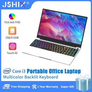 Monitora JSHIX Intel Core i3 Laptop de 15,6 polegadas Metal Body 8 GB 16 GB RAM 256 GB 512 GB SSD Business Office Students Laptops portáteis UltraSlim