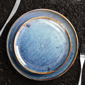 Plates Japanese Ceramic Western Steak Salad Plate Simple Home Round Breakfast Dessert Sushi Fruit Tray Modern El Kitchen Tableware