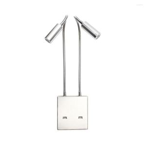 Duvar lambası Alüminyum USB LED başucu okuma Işığı Şarj Port Yatak Odası Sconce ev oturma odası el