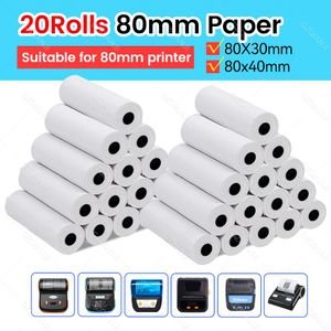 Skrivare 20 Rolls 80mm*30mm 80mm*40mm Thermal Paper Roll Fit Mini Portable Thermal kvitto Bill Printer POS Cash Register