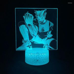 야간 조명 yu nishinoya haikyuu 애니메이션 그림 3D 사진 램프 LED 아크릴 RGB 만화 침실 테이블 화려한 장식