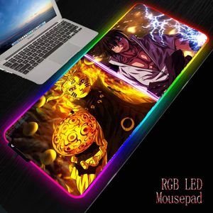 Descansa mairuige desenhos animados anime jogos rgb grande gamer mousepad usb iluminação led retroiluminado tapete de computador teclado de borracha almofada de mesa diy