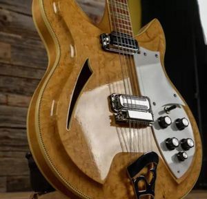 Rare 12 Strings 381 Flame Maple Top Semi Hollow Body Natural Electric Guitar Lacquer Paint Fingerboard Triangle Pearl Inlay Sand9218932