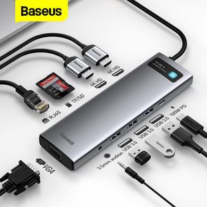 Hubs Baseus USB C Hub USB 3.0 Typ C till HDMICompatible RJ45 SD Reader Adapter 8 i 1 USBC Hub Splitter för MacBook Pro Air Notebook