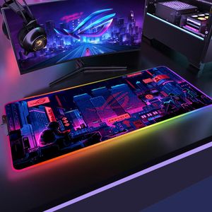 Pads Rog Asus Gaming Mousepad Game Slipmat RGB Led Setup Gamer Decoration Cool Glowing Mouse Mat Pc Republic of Gamers with Cable Rug