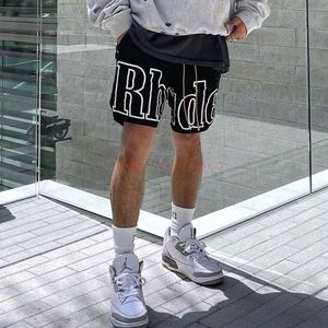 Дизайнерская короткая модная повседневная одежда Пляжные шорты RHUDE Summer American Shorts Mens Trend Loose Fit Quick Drying Casual Sports Training Style Баскетбольная сковорода