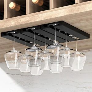 Крюки 2pcs Wine Glass Holder Wall Mounted Kitchen Goblet Rack под шкафом Организатор Multifunt