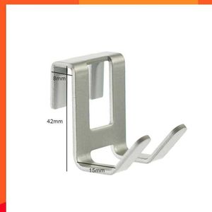 Ny H Shape Metal Hook Space Aluminium Kitchen Rag Storage Rack Glass Dörr Thandduk Thandduk Badrum Hårdvaruorganisatör Gratis hål