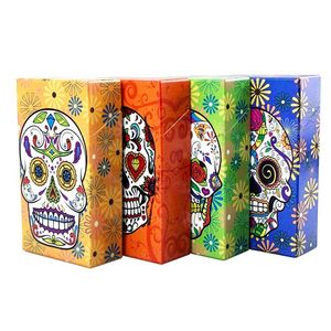 Cool Smoking Colorful Skull Pattern Cigarette Cases Plastic Storage Box 112MM Exclusive Design Housing Automatic Spring Opening Flip Moistureproof Stash Case