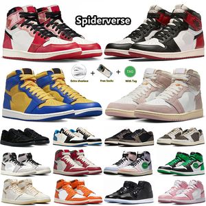 Jumpman 1 1s Basketball Shoes Spider-verse Spiderverse Valentines Day Craft Sail Reverse Laney Washed Pink Lost and Found Black Toe Lucky Green Sneakers for Men Women