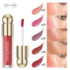 Jolly jojo flytande rodnad för tjej utlänare heta säljer ansikte reparation lysande hög glans vattentät rouge skönhet kosmetik 5 färg lager kvinnor makeup produkt trend