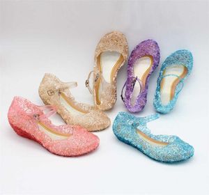 35cm Mid High Heel Crystal Shoes Summer Clear Jelly Sandals Kid Toddler Girls BABY Princess Party Birthday Cosplay Wedding Flower6672536