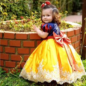 Девушка платья классический ребенок для свадебного кружевного атласного атласного o шея малыш