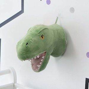 Plush Wall Stuff Room Decoration Animal Tyrannosaurus and Triceratops Dinosaurs Head Wall Mount Stuffed Plush Toys Artwork Wall Dolls Po Props 230526