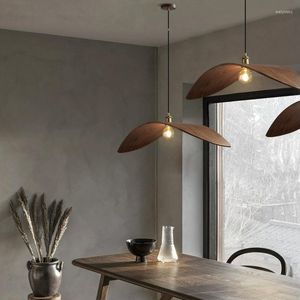 Kolye Lambalar Vintage Wabi Sabi Ahşap Sanat Led Chandelier Restoran Bar Yemek Odası Ev Dekoru Işıkları Çatı katı merdivenler asılı lamba fikstürü