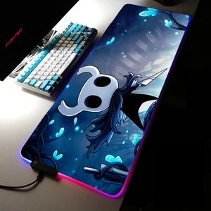 Rests Hollow Knight RGB STORA GAMING MOUSEPAD LED Backbelyst matta Big Size Mause Pad Game Tangentboard Mouse Pad Gamer Desk Mat Computer