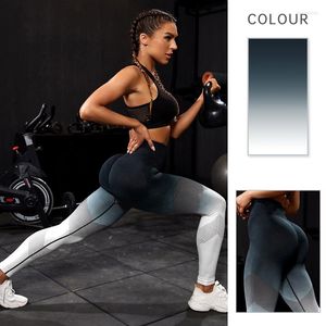 Active Pants Gradient Tights Seamless Running Women Breathable Hollow Gym Leggings High Waist Leggins Fitness Workout Yoga