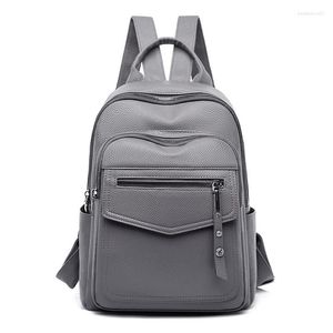Рюкзак для школьных сумок для женщин 2023 Ladies pu кожаная задняя сумка мода высокая качество ежедневной сумки долговечна большие покупки с серыми